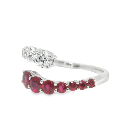 0.74CT Diamond 0.92CT Ruby Ring 18k White Gold