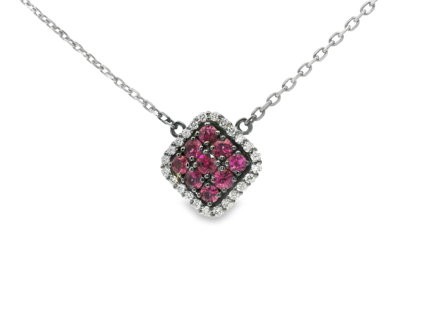 0.18Ct Diamond 0.48CT Ruby Pendant 14k White Gold