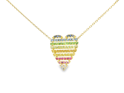 0.66CT Multi Sapphire Pendant 14k Yellow Gold