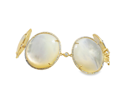 1.46CT Diamond with With MOP Bracelet 14k Rose Gold