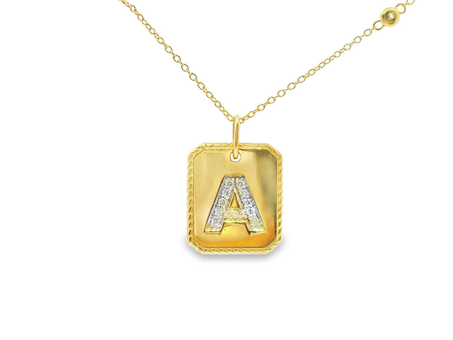 0.19CT Diamond A Letter Pendant 14k Yellow Gold