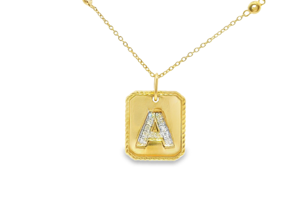 0.19CT Diamond A Letter Pendant 14k Yellow Gold