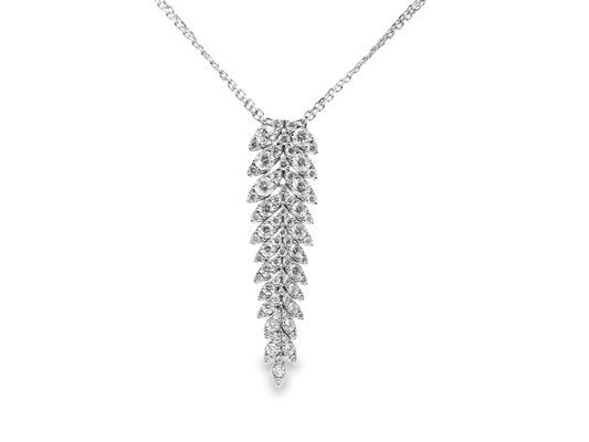 3.44CT Diamond Pendant 14k White Gold