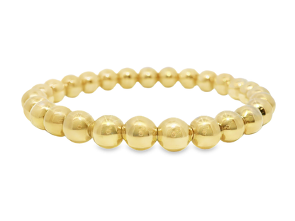 Plain Beaded 14k Yellow Gold Bangle