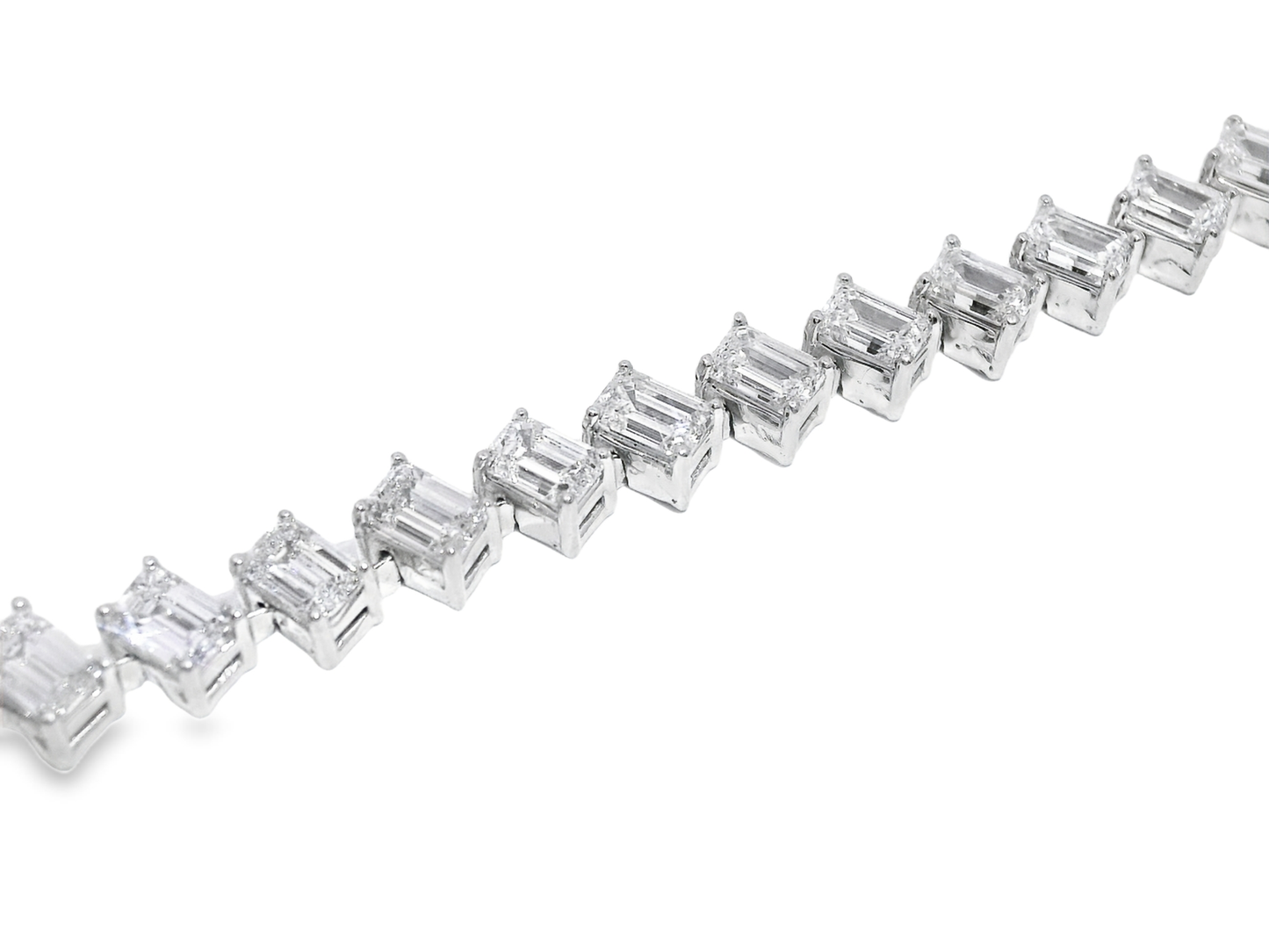 9.51 CT  Emerald Cut Lab Diamond Bracelet 14k White Gold