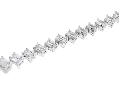 9.51 CT  Emerald Cut Lab Diamond Bracelet 14k White Gold