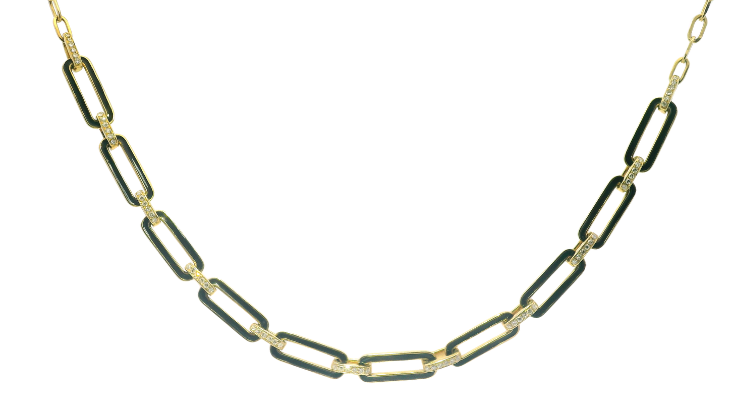 0.34Ct diamond Pendant with Black Enamel 14k Yellow Gold