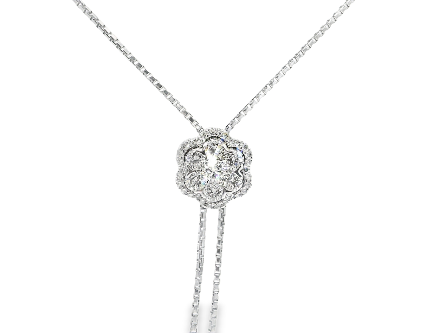 0.72CT Diamond Lariat Pendant 14k White Gold
