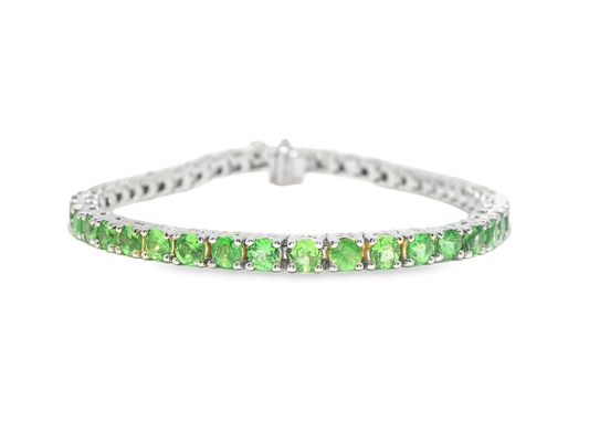 7.84CT Tsavorite Bracelet 14k White Gold