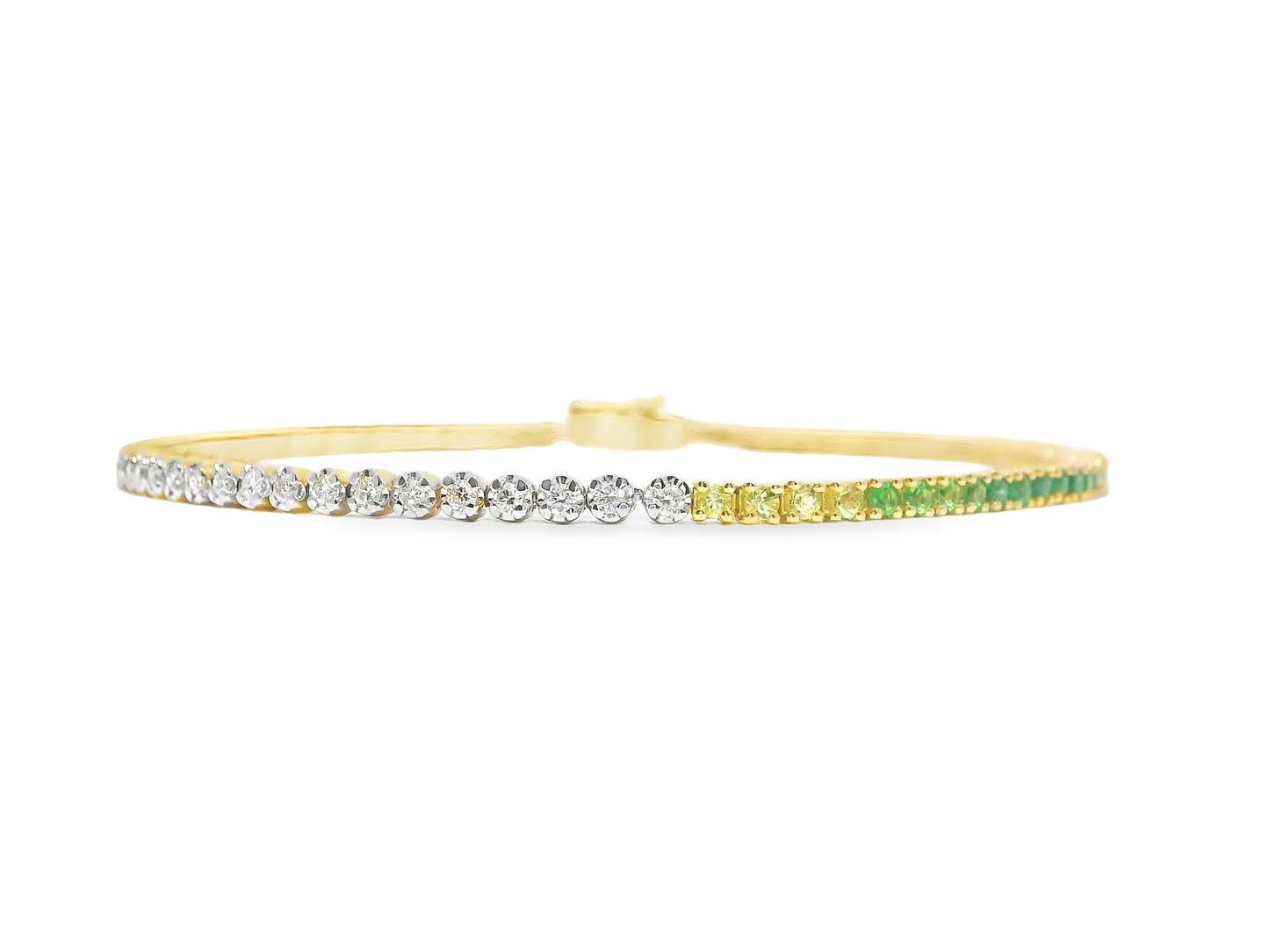 0.59Ct Diamond 1.04Ct Emerald Bracelet 14k Yellow Gold