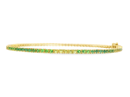 0.59Ct Diamond 1.04Ct Emerald Bracelet 14k Yellow Gold