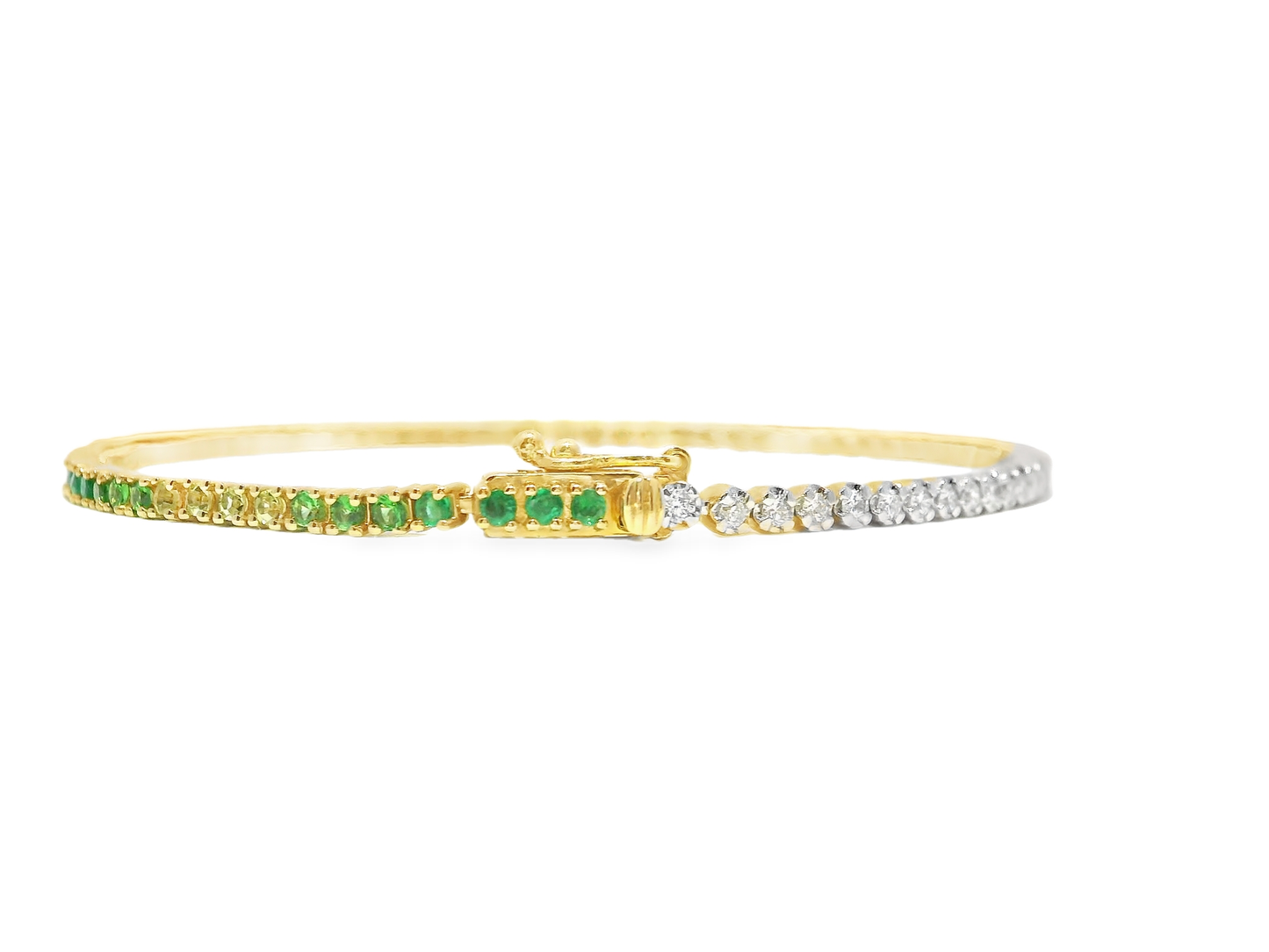 0.59Ct Diamond 1.04Ct Emerald Bracelet 14k Yellow Gold