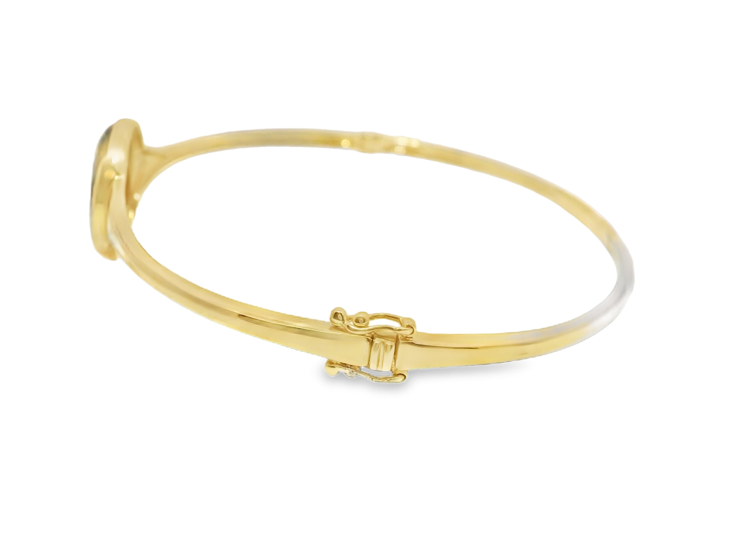 0.08Ct Diamond 3.54Ct Black Mother of Pearl Bangle 14k Yellow Gold