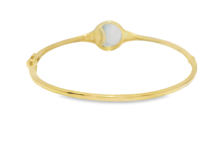 0.08Ct Diamond 3.54Ct Black Mother of Pearl Bangle 14k Yellow Gold