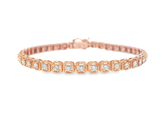 1.86CT Diamond Bracelet 14k Rose Gold