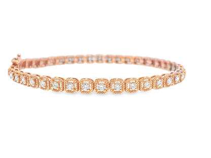 1.86CT Diamond Bracelet 14k Rose Gold