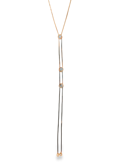 0.42CT Bezel Lariat Pendant 14k Rose Gold