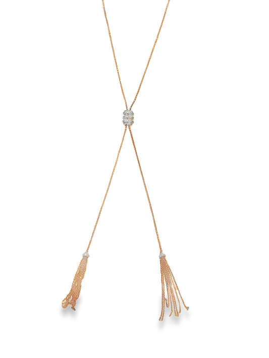 0.49CT Diamond Lariat Pendant 14k Rose Gold