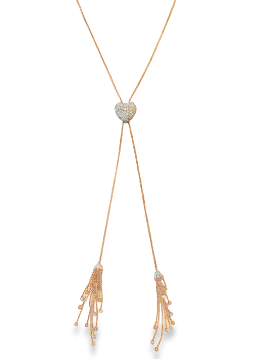 2.14CT Diamond Heart Lariat 14k rose Gold