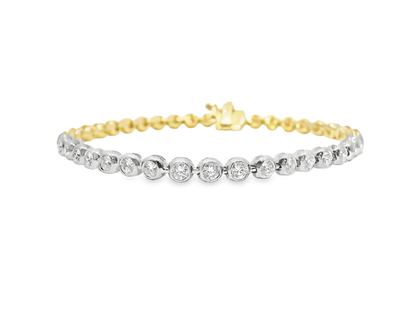 0.70CT Diamond Beaded Bracelet 14k Yellow Two Tone