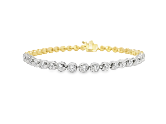 0.70CT Diamond Beaded Bracelet 14k Yellow Two Tone