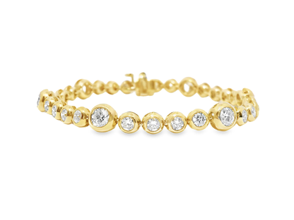 4.05Ct Diamond Bezel Bracelet 14k Yellow Gold