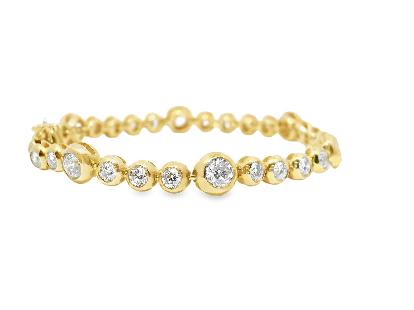 4.05Ct Diamond Bezel Bracelet 14k Yellow Gold