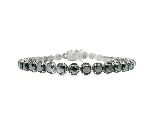 9.97CT Black Diamond Bracelet 18k white Gold