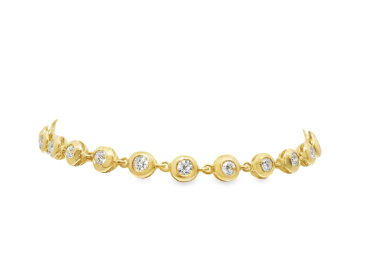 2.05CT Diamond Bezel Bracelet 14k Yellow Gold
