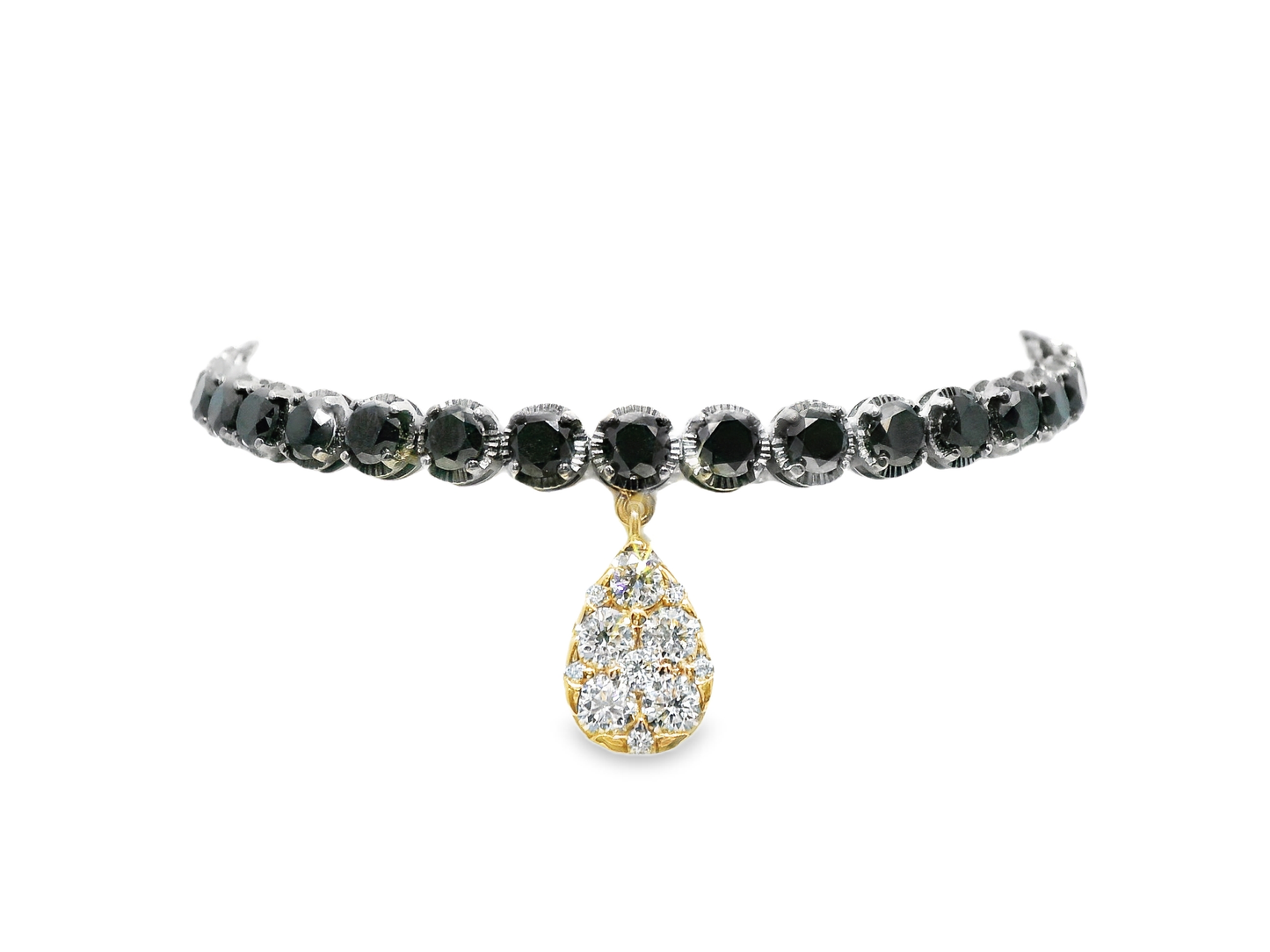 0.75CT Diamond 8.45CT Black Diamond Bracelet 18k White Gold