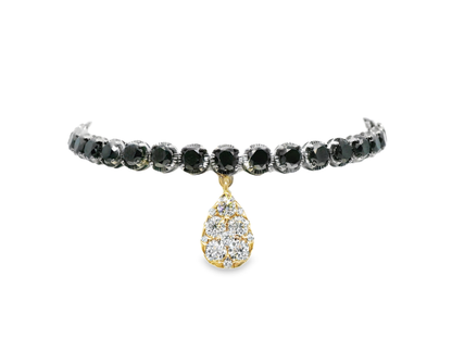 0.75CT Diamond 8.45CT Black Diamond Bracelet 18k White Gold