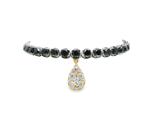0.75CT Diamond 8.45CT Black Diamond Bracelet 18k White Gold