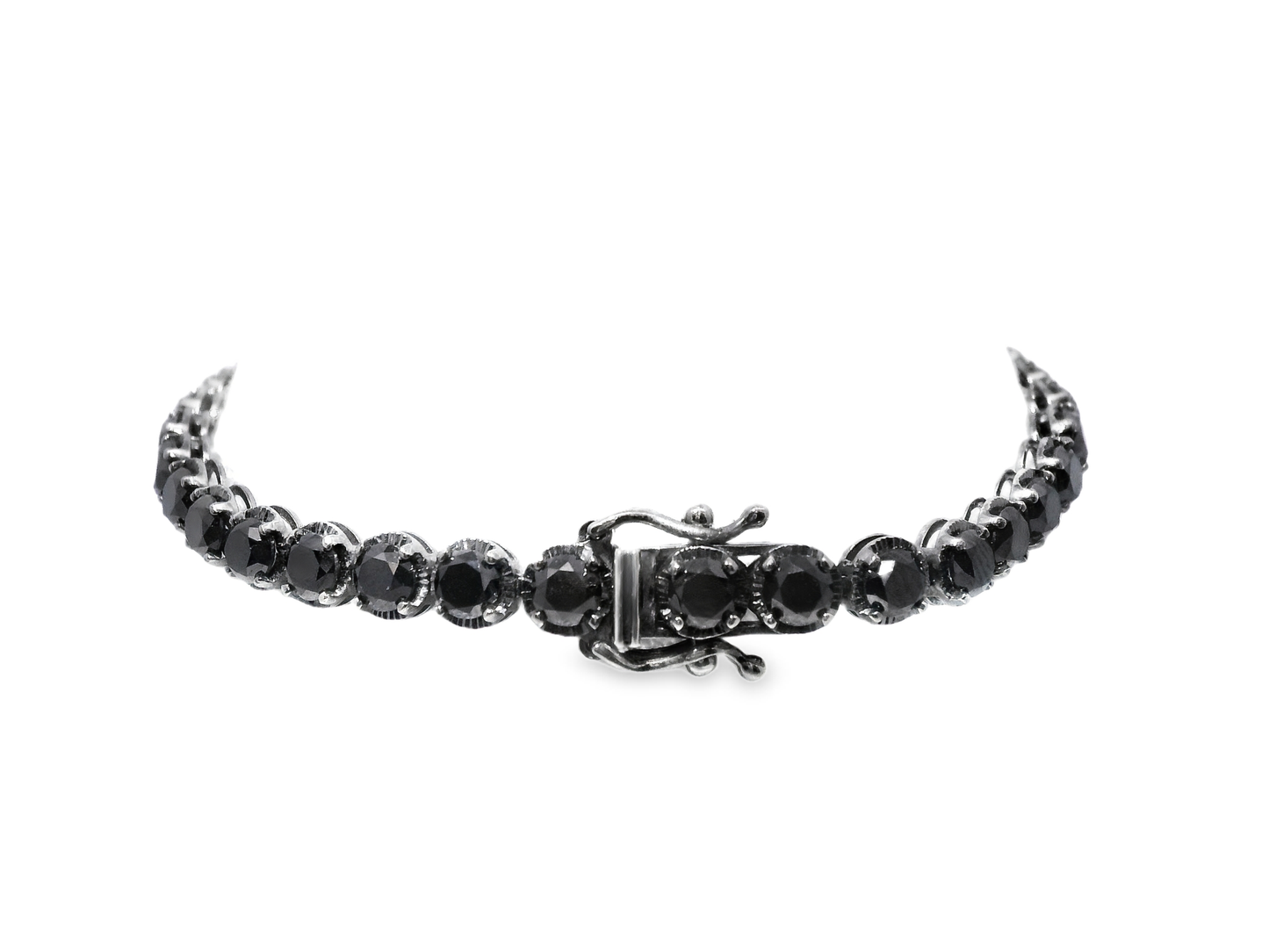 0.75CT Diamond 8.45CT Black Diamond Bracelet 18k White Gold