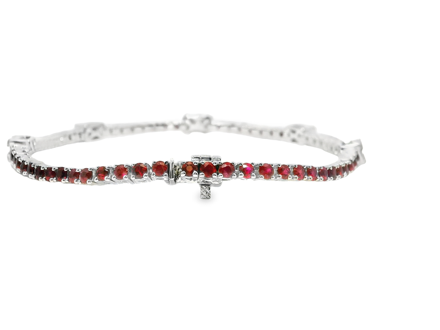 0.72CT Diamond 3.17CT Ruby Bracelet 18k White Gold