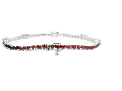 0.72CT Diamond 3.17CT Ruby Bracelet 18k White Gold