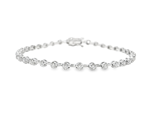 1.13CT Diamond Bracelet 14k White Gold