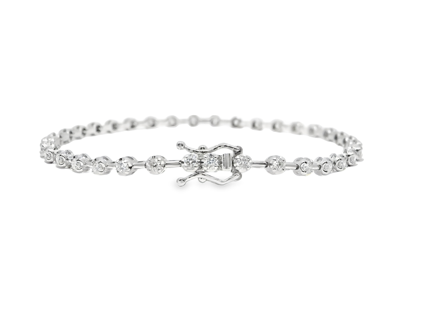 1.13CT Diamond Bracelet 14k White Gold