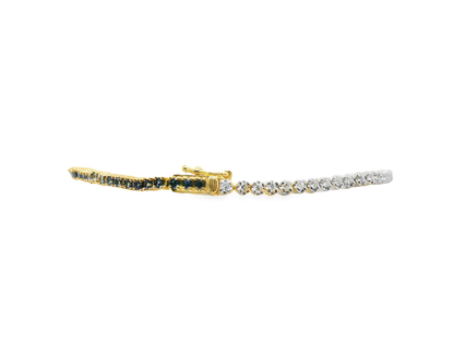 0.58CT Diamond 1.00CT Blue Sapphire Bracelet 14k Yellow Gold