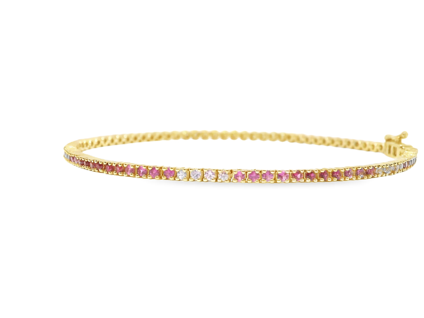 0.58CT Diamond 1.00CT Pink Sapphire Fashion Bracelet 14k Yellow Gold