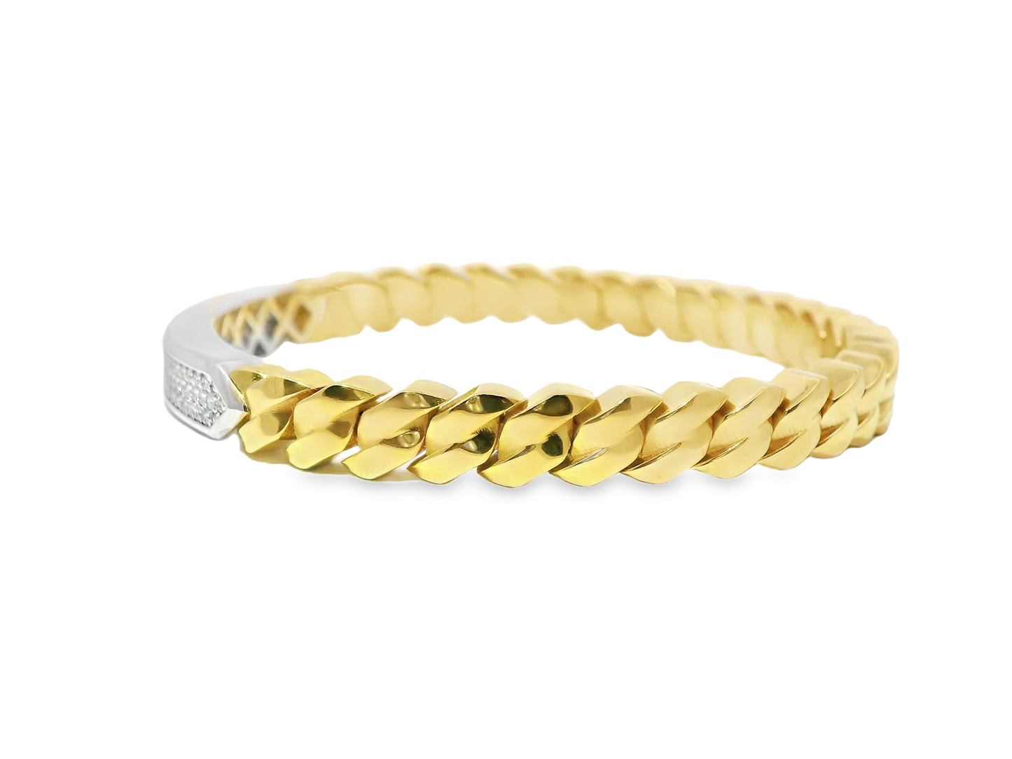 0.82CT Diamond Bangle 14k Yellow Gold