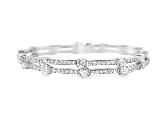 5.44CT Diamond 2 Row Bracelet 14k White Gold