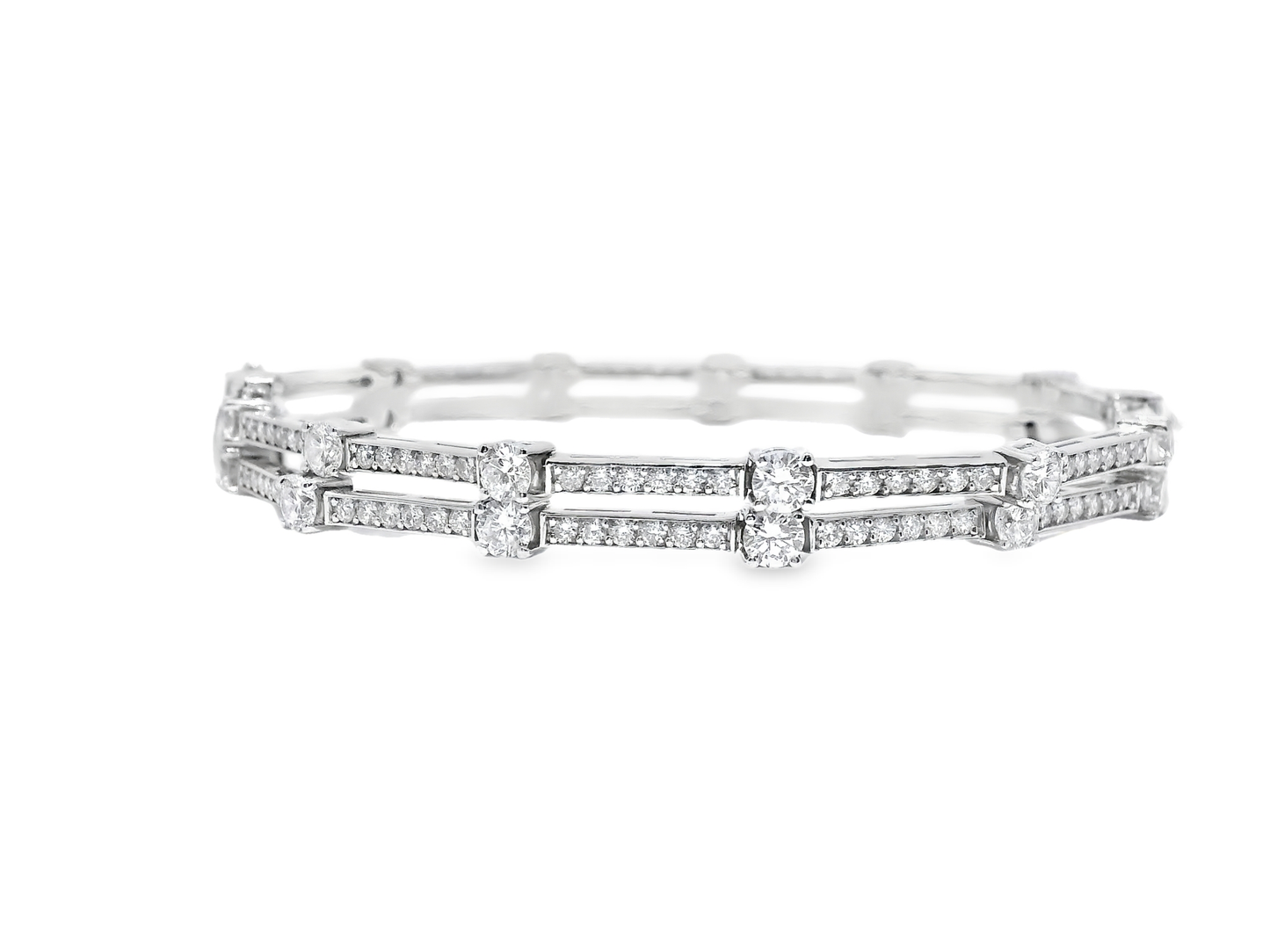5.44CT Diamond 2 Row Bracelet 14k White Gold