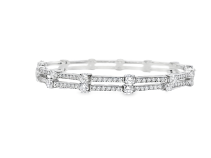 5.44CT Diamond 2 Row Bracelet 14k White Gold