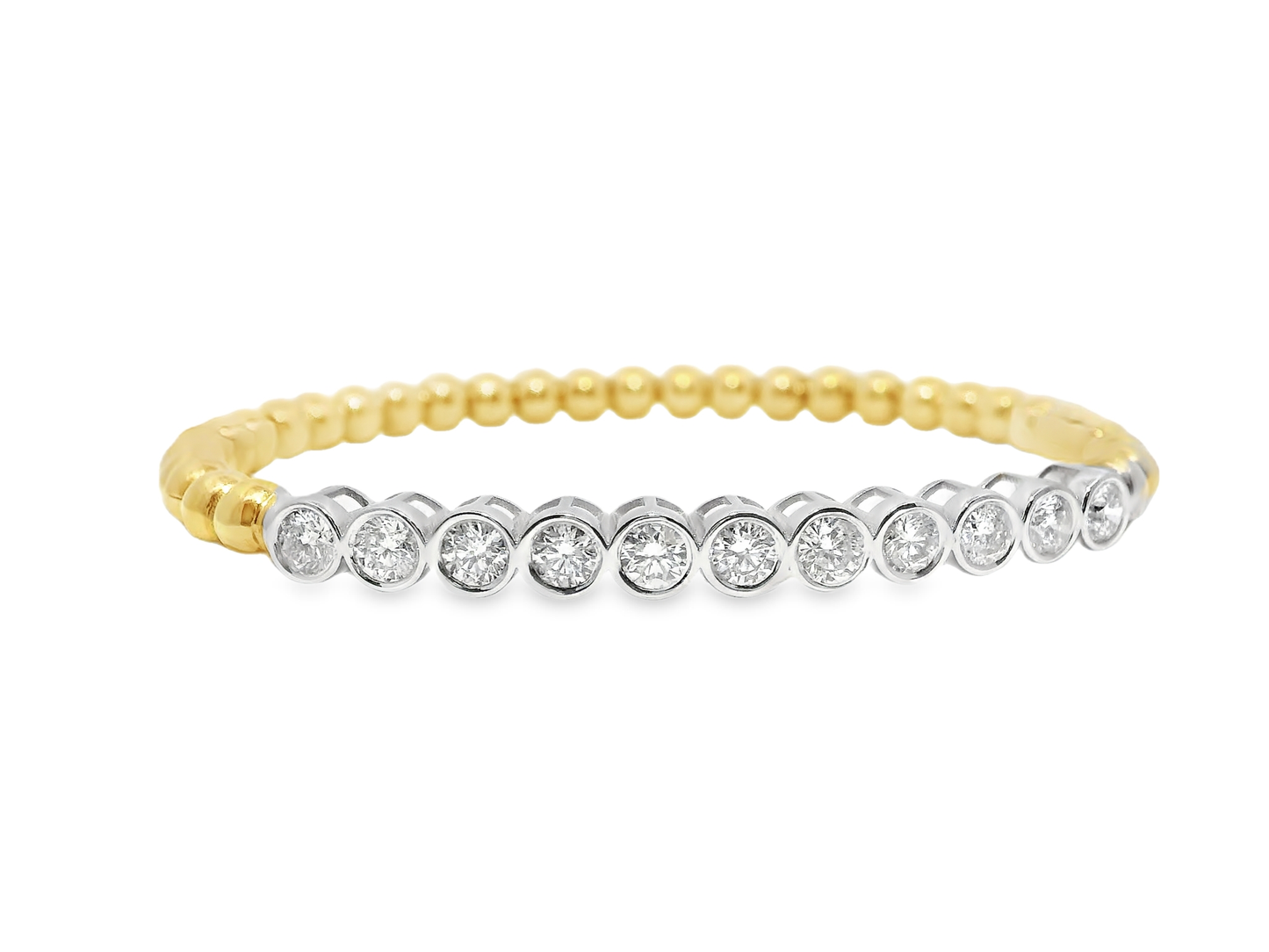 1.51CT Diamond Bangle 14k Yellow Gold