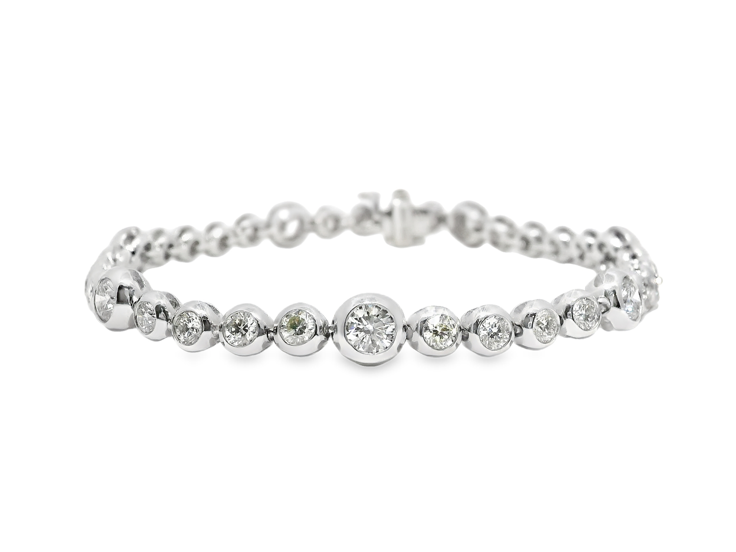 4.59CT Diamond Bezel Bracelet 14k White Gold