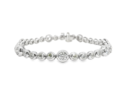 4.59CT Diamond Bezel Bracelet 14k White Gold
