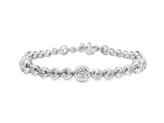 4.59CT Diamond Bezel Bracelet 14k White Gold