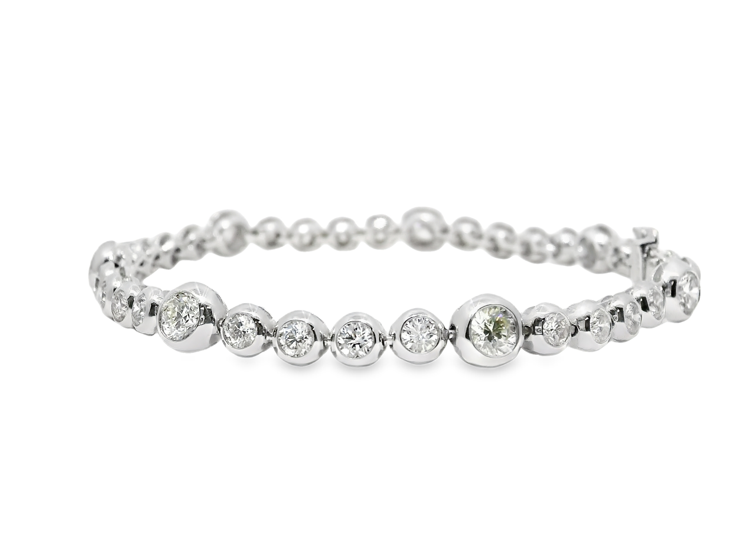 4.59CT Diamond Bezel Bracelet 14k White Gold