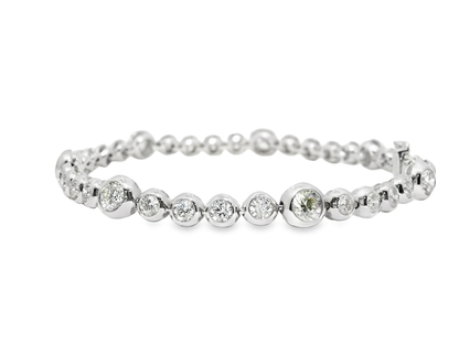 4.59CT Diamond Bezel Bracelet 14k White Gold