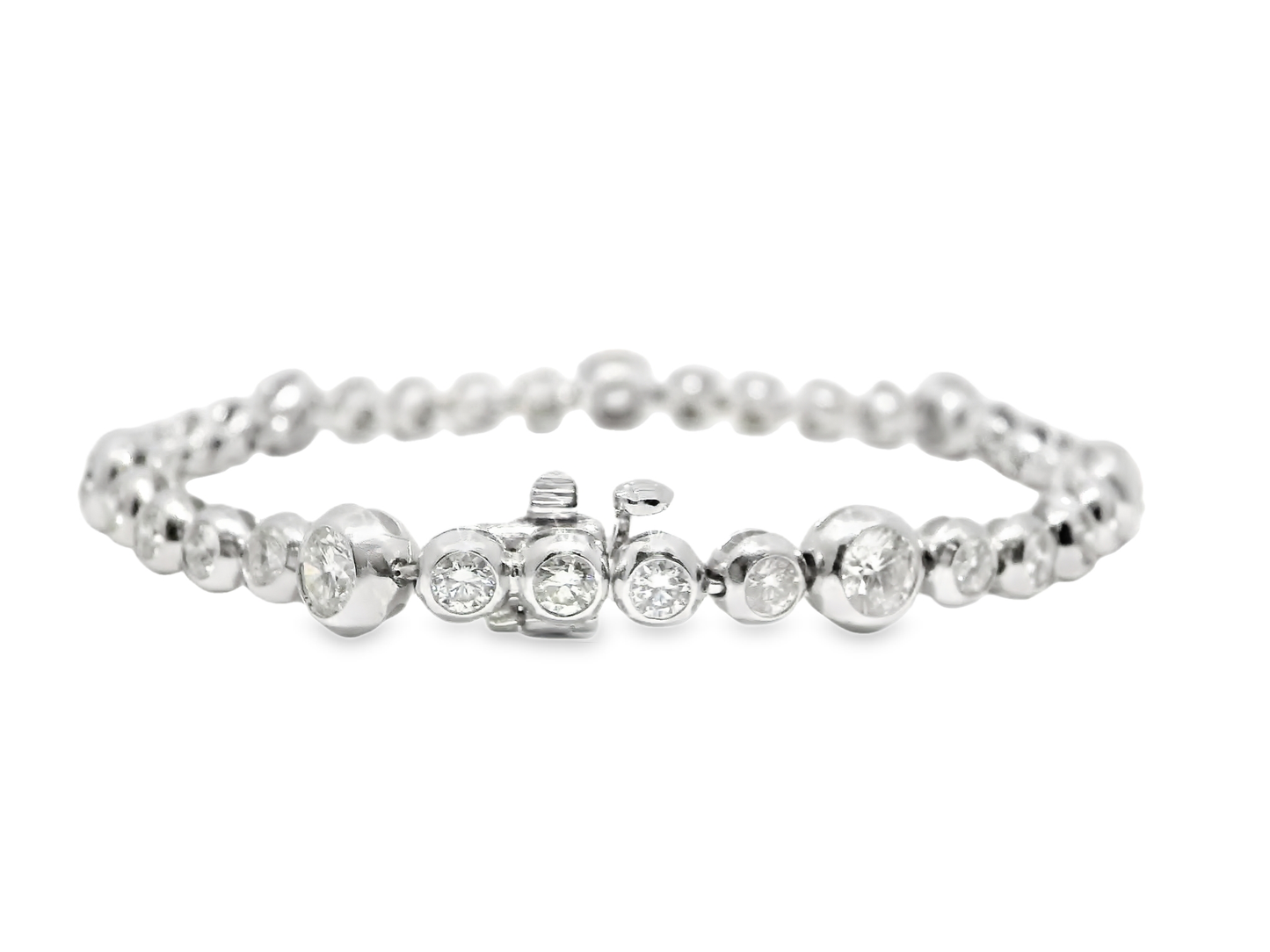 4.59CT Diamond Bezel Bracelet 14k White Gold